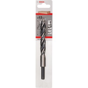 Bosch Holzspiralbohrer, 13mm, für präzise Bohrungen in Holz. Werkzeug mit Zentrierspitze in Verpackung.