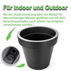 BigDean 3X Blumentopf XXL Durchmesser 60 Cm Classic Anthrazit Mit 360 Grad Rollen Wiederverschließbarer Wasserablauf Wetterfester Kunststoff