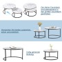 okwish Beistelltisch mit Stapelbarem Metallrahmen Wohnzimmer 87x 87x13cm Schwarz_7