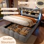 okwish Polsterbett 140x200cm mit LED Beleuchtung Schlafzimmer Grau ohne Matratze_10