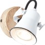 Weiße Brilliant Wandlampe Seed mit Holzdetails, GU10 Fassung, schwenkbar.