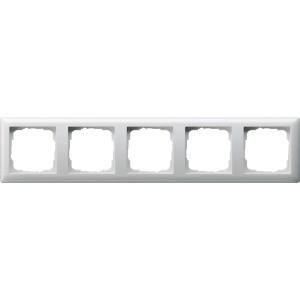 Gira 5-fach Abdeckrahmen Standard55, reinweiß glänzend für Schalter und Steckdosen.