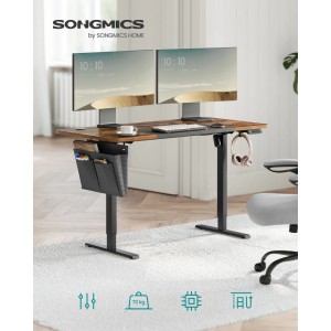 Songmics Schreibtisch Balok Höhenverstellbar 120 cm Braun-Schwarz
