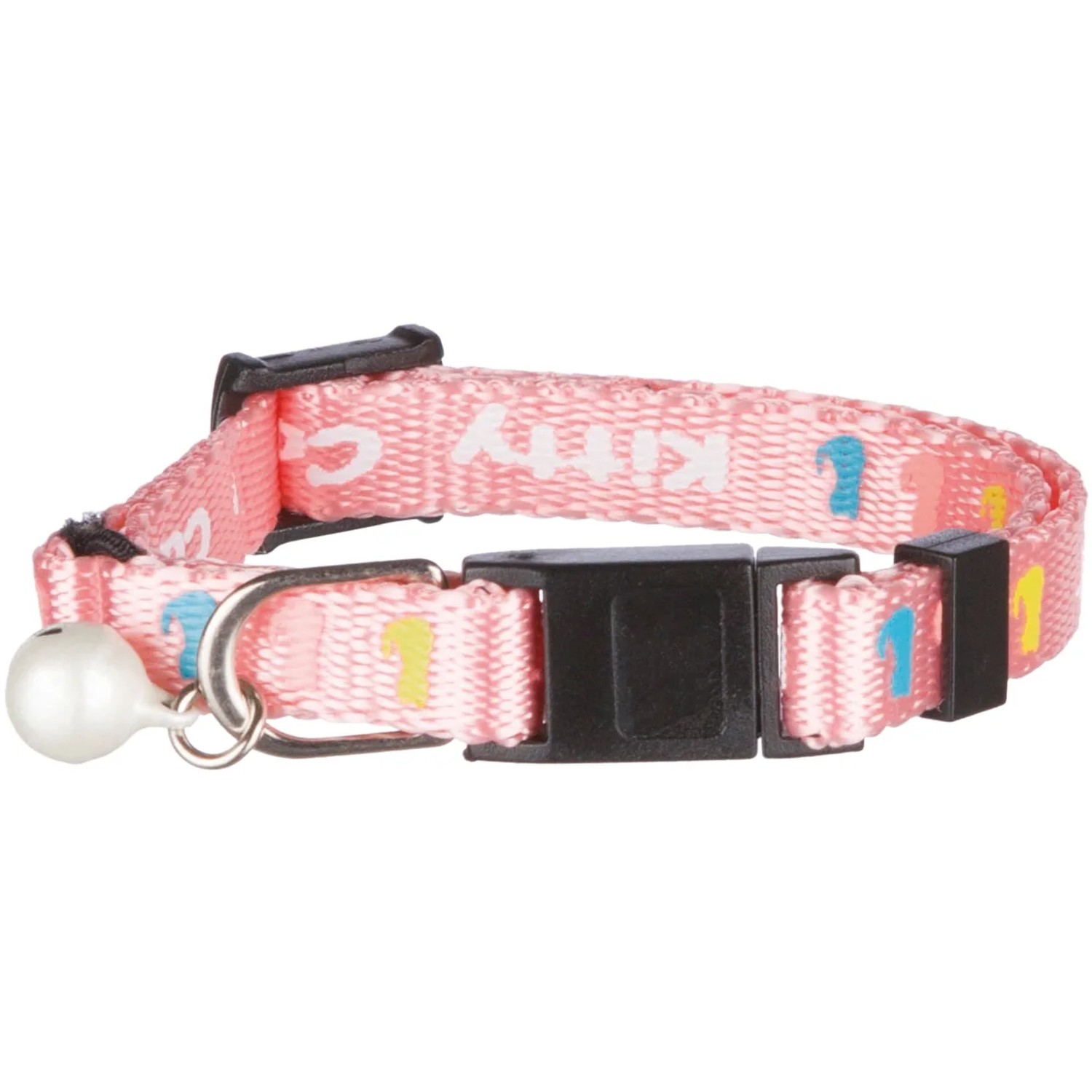 Rosa Jollypaw Kätzchenhalsband aus Nylon mit Glöckchen und Aufdruck.