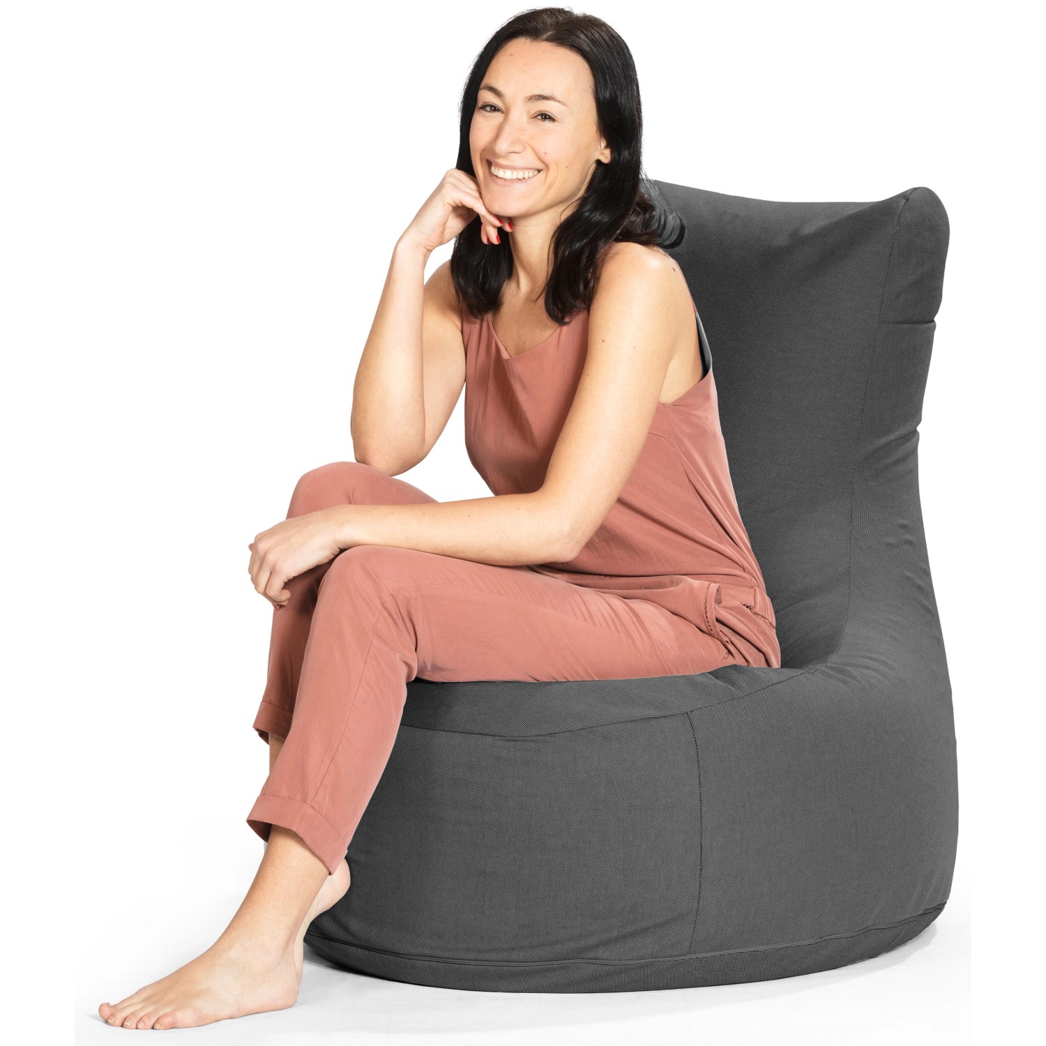 Sitting Point Sessel Outside Anthrazit, 300 l. Bequemer Sitzsack für Innen & Außen mit EPS-Perlen Füllung.