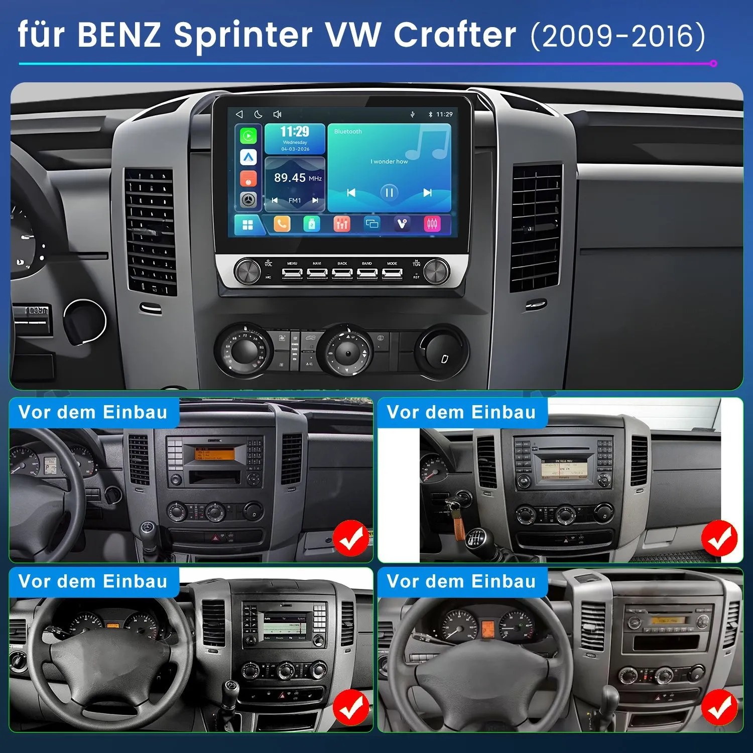 Junsun Autoradio Für BENZ Sprinter VW Crafter 2009-2016 Linux Mit Drehknopf_2