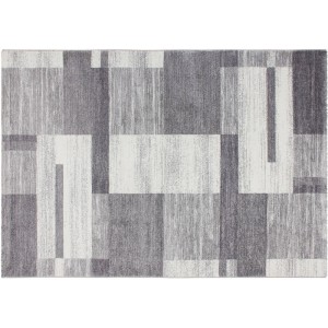 Lalee Teppich Feeling 501 Silver, 160x230 cm, Kurzflorteppich mit modernem Patchwork-Design in Silber und Grau.