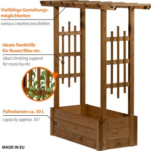 Dobar Pflanzkasten Pergola aus Holz 117 x 39 x 119 cm Braun FSC®