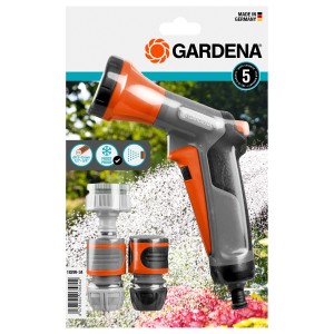 Gardena Gartenbrause Classic Set, 4-teilig: Handbrause, Schlauch- & Hahnverbinder, Wasserstopp für Gartenbewässerung.