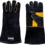 Ooni Hitzebeständige Handschuhe aus Veloursleder, schwarz-gelb, für Grill und Outdoor-Küche.