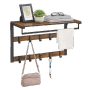 Songmics Wandgarderobe Barnet-old mit Ablage, 10 Haken, braun-schwarz. Ideal für Flur & Diele.