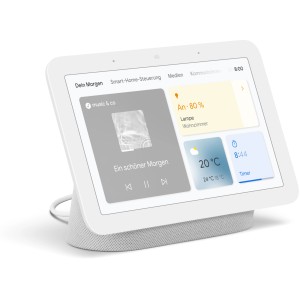 GOOGLE Nest Hub Smart Home Set in Weiß (Candyrock, 12 cm) mit Display zur Steuerung.