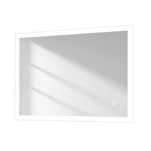 Rechteckiger Emke LED Badspiegel 80x60 cm mit integrierter Beleuchtung und Touch-Steuerung. Beschlagfrei, 3 Lichtfarben.