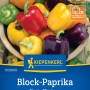 Kiepenkerl Paprika Blocky Mix: Paprikasamen mit gelben, grünen, orangen, roten und lila Blockpaprika.