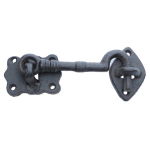 Brauner Türriegel aus Gusseisen mit Öse, 6 cm, für Gartendekoration.