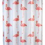 Wenko Duschvorhang Comfort Flex Flamingo, 180x200 cm, mit Flamingo-Motiv.