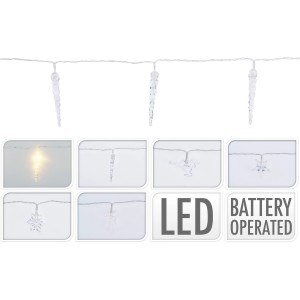 LED Lichterkette mit 10 warmweißen LEDs in verschiedenen Designs (Schneeflocke, Rentier, Stern, Zuckerstange, Eiszapfen).