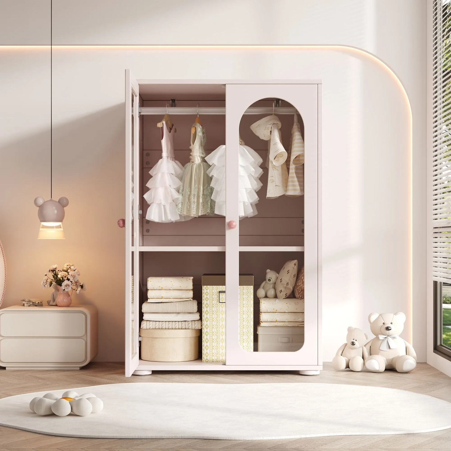 okwish Kleiderschrank mit Kleiderstange Kinderzimmer 80x50x120cm Pink kaufen bei OBI