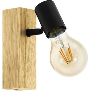 Eglo Townshend 3 Spotleuchte, 1-flammig, schwarz-braun, mit E27 Leuchtmittel.
