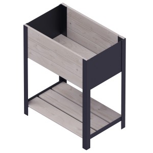 Graues Upyard Hochbeet (58x36x72cm) aus Holz und Metall mit Ablage.