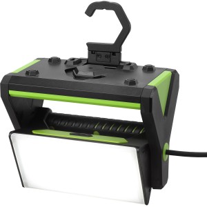 REV Ritter LED-Arbeitsleuchte Y Light, 30W, schwarz-grün, mit Haken und Tragegriff.