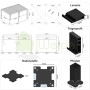 Technische Zeichnung des Weide Deluxe Pavillon 3,6x5,3m Anthrazit. Zeigt Maße, Lamellen, Pfosten und Trägerprofil der Aluminium Terrassenüberdachung.
