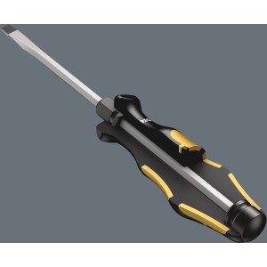 Wera Schlitz-Schraubendreher 932, 7 mm, mit schwarzem Griff und Sechskantklinge.