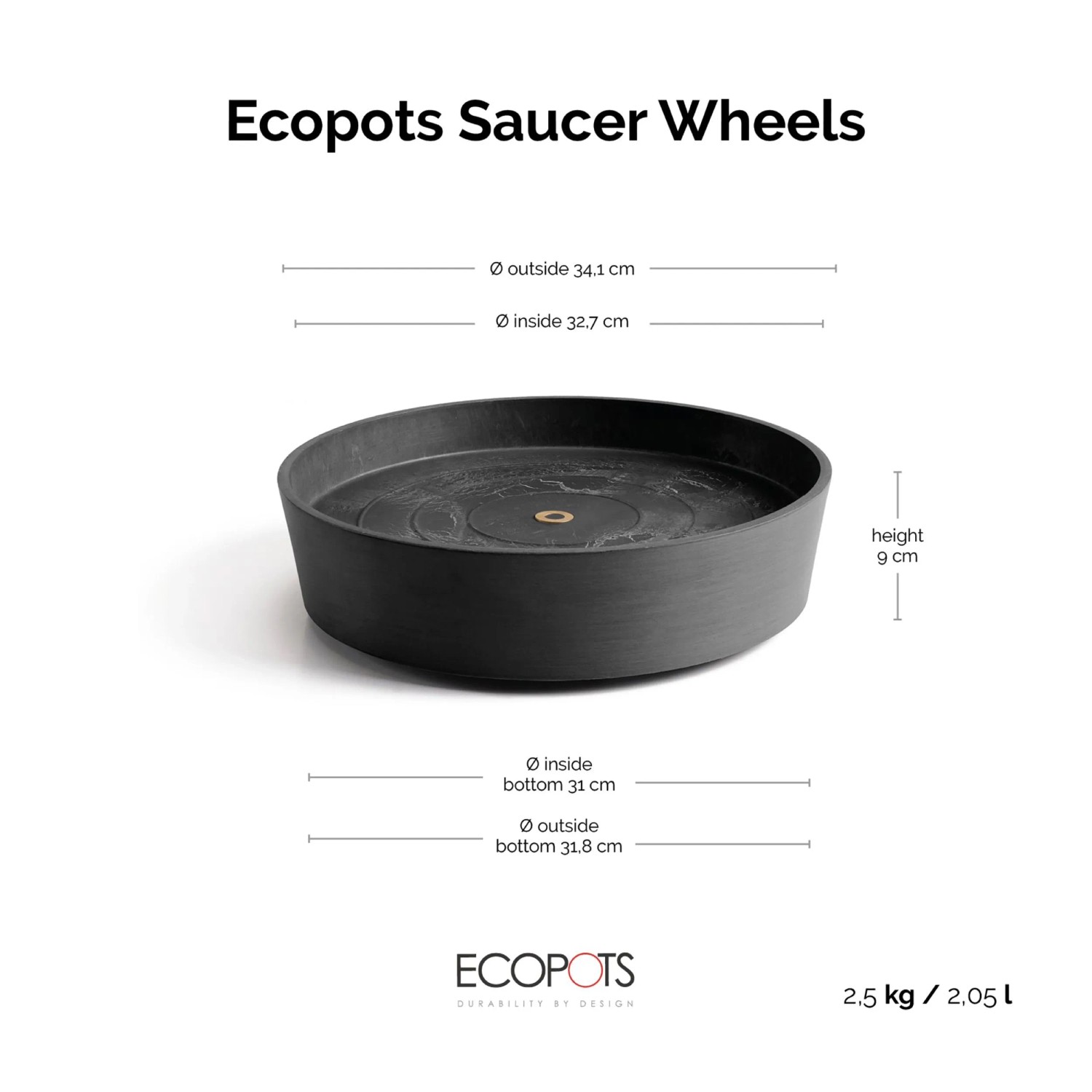 Ecopots Untersetzer Amsterdam Rollen Dunkelgrau 34,1 cm x 9 cm_3