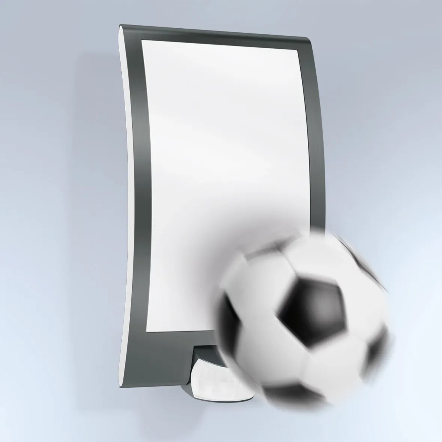 Steinel Außenwandleuchte L22 S mit Bewegungsmelder, Edelstahlblende, mit Fußball.