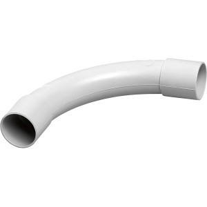 Grauer Isolierbogen EN 25 für Leerrohre, 90-Grad-Biegung zur optimalen Leitungsverlegung.