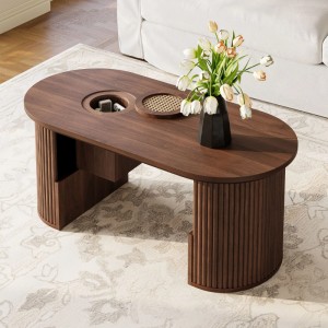 okwish Couchtisch im Retro-Stil/Nussbaum Wohnzimmertisch 105 x 50 cm Braun