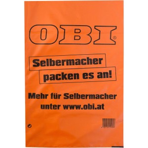Oranger Bauschuttsack (500x800mm) aus recyceltem Kunststoff für schwere Materialien.