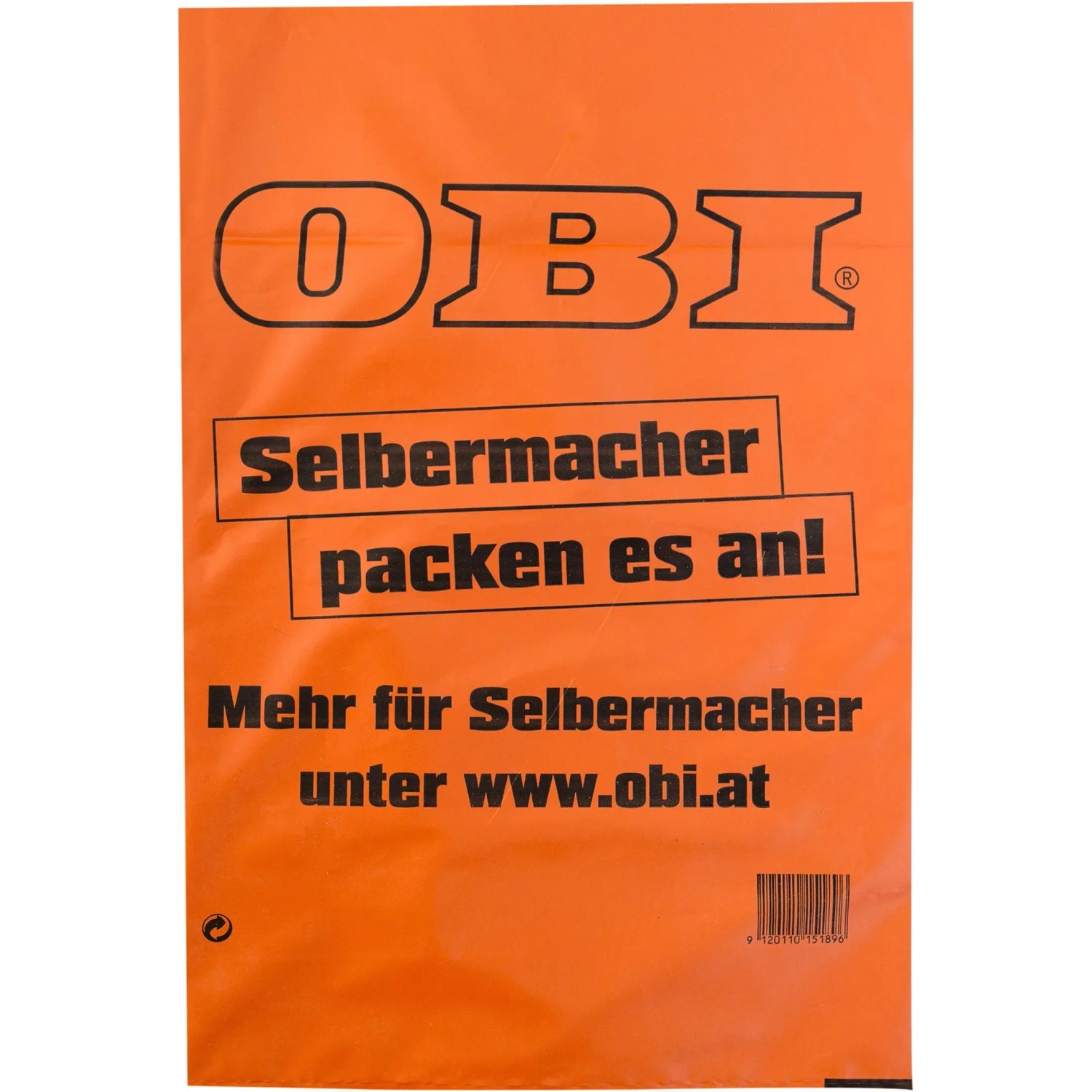 Oranger Bauschuttsack (500x800mm) aus recyceltem Kunststoff für schwere Materialien.