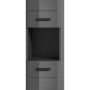 Grauer Bad Hochschrank (30x180x30cm) mit Hochglanz-Front für mehr Stauraum im Badezimmer.