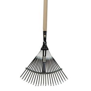 Verstellbarer Sonneck Laubbesen aus verzinktem Metall mit Holzstiel. Ideal für die Gartenarbeit.