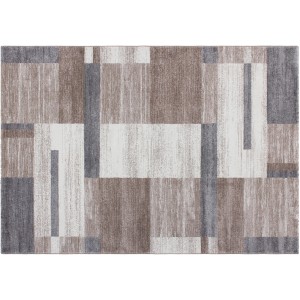 Kayoom Kurzflorteppich Falkland Port Louis, beige-silber, 200x290 cm, mit Patchwork-Design.