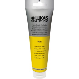 Tube Lukas Cryl Studio Premium Acrylfarbe 125ml, Kadmiumgelb.