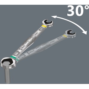 Wera Joker Doppelmaulschlüssel 30/32 mm mit 30° Rückholwinkel und Schraube.