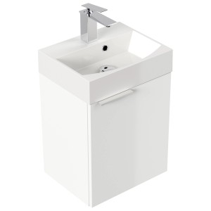 Posseik Badmöbel Cubi Slimline, 40 cm, Weiß Hochglanz, für Gäste-WC.