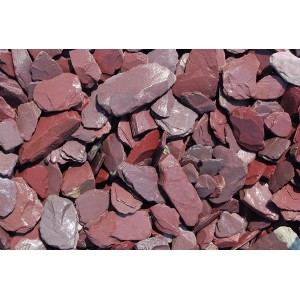 Schieferplättchen Provence, 30-60 mm, Zierkies, rötlich-braune Farbe, lose geschüttet.