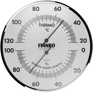 Eilo Sauna Klimamesser B: Rundes Messgerät für Temperatur und Luftfeuchtigkeit in der Sauna.