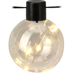 LED-Party-Beleuchtung mit 10 transparenten Glühbirnen und Timer für Innen & Außen.