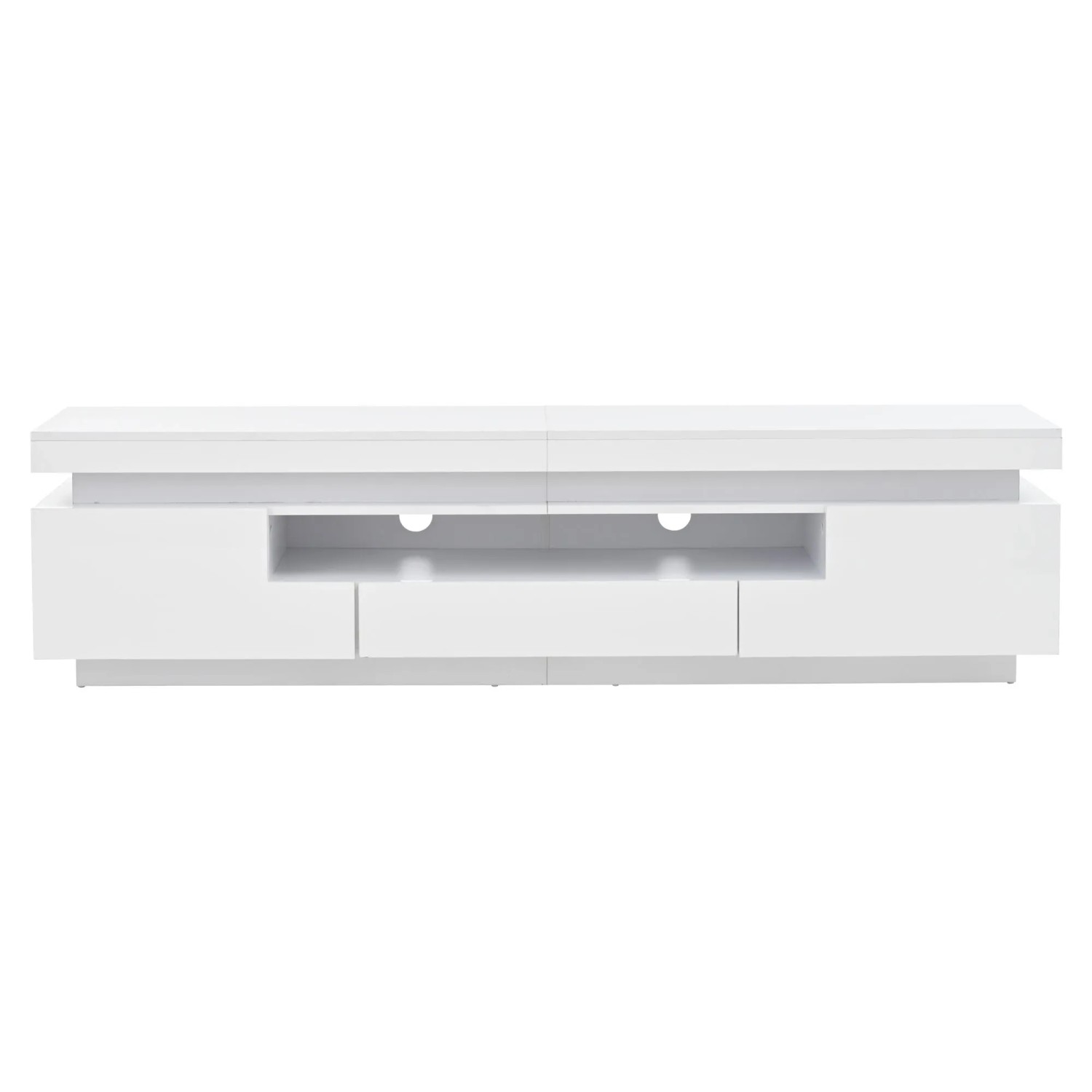 okwish TV Schrank mit LED Hochglanz Schublade Lowboard Wohnzimmer 75 Zoll 175x38x45cm Weiß_9