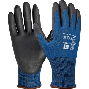 LUX Schnittschutzhandschuh Größe 10, Arbeitshandschuhe mit schnittfester Beschichtung in Blau und Schwarz.