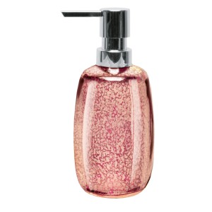 Korallefarbener Kleine Wolke Seifenspender Mercury mit Sprenkel-Optik und silberfarbenem Spenderkopf.