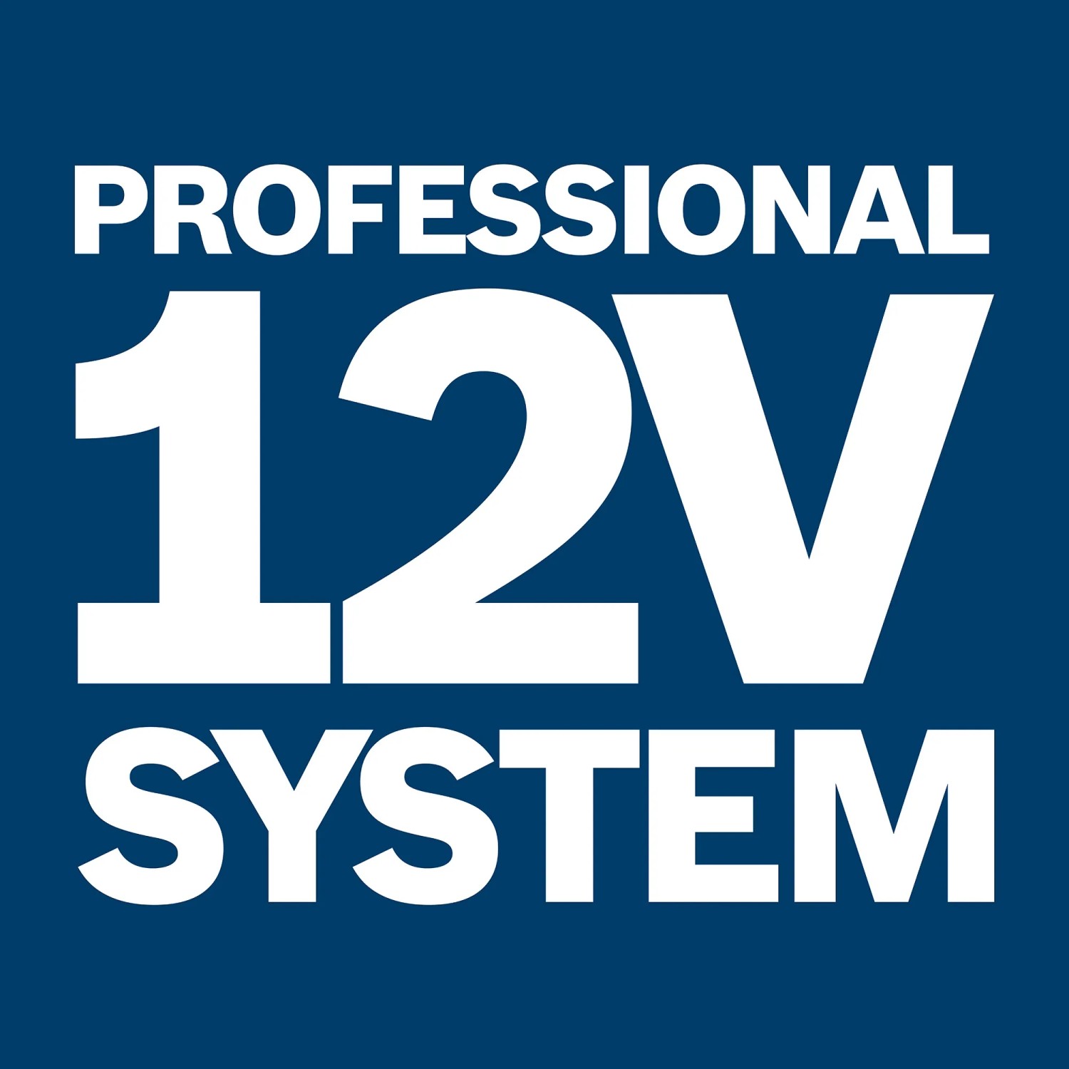 Bosch Professional 12V Akku-System Logo auf blauem Hintergrund.
