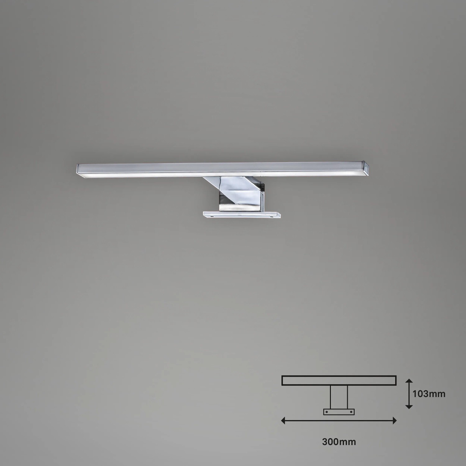 Briloner LED Spiegelleuchte, 30 cm, Chrom, neutralweißes Licht, Spritzwasserschutz.