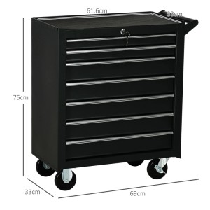 DURHAND Werkstattwagen Stahl 69L x 33B x 75H cm Schwarz