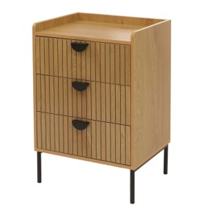 MCW Kommode O39 mit 3 Schubladen in Naturholzoptik und schwarzen Griffen.