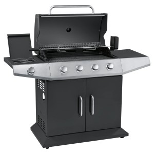 OBI Gasgrill Toronto mit 4 Brennern, Seitenbrenner und elektrischem Grillspieß.